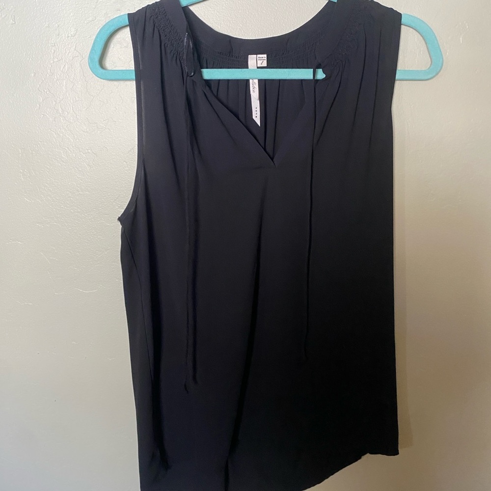 Black Asymmetrical Sleeveless Blouse
